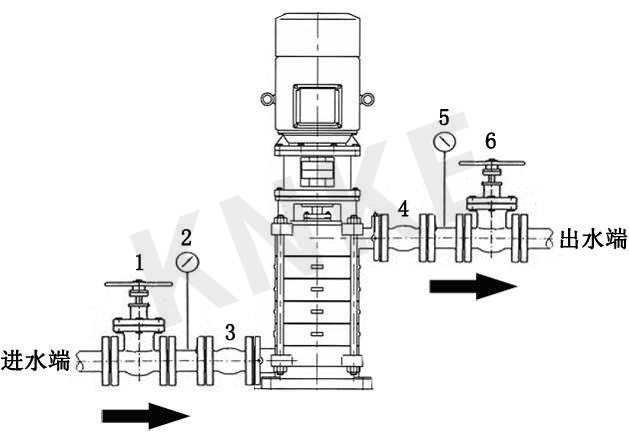 立式多级离心式增压泵安装示意图